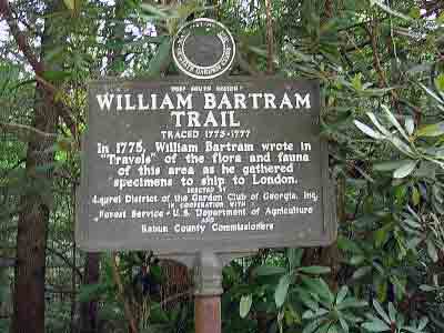 In 1775 William Bartram wrote in `Travels` of the flora and fauna of this area as he gathered specimens to ship to London. Erected by Laurel District of the Garden Club of Georgia, Inc. In...