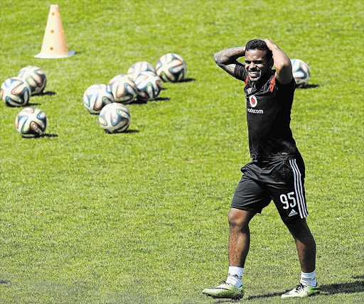 Orlando Pirates striker Kermit Erasmus at training. He is tipped to join Egyptian giants Zamalek, who have already opened talks with the player.