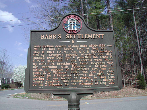 Ante ~ bellum domain of Joel Babb (1809~1882) ~ on Mill Cr., foot of Rocky Face at Dug Gap. May 8, 1864. 1 A. M.: Col. W. C. P. Breckinridge´s 9th Ky., Grigsby´s brigade, Wheeler´s cav., descended...