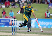 South Africa’s JP Duminy makes his ground during the one day international cricket match between New Zealand and South Africa played at the Bay Oval in Mount Maunganui on October 21, 2014.