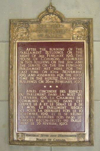 After the burning of the Parliament Buildings on the night of 3rd February, 1916, the House of Commons assembled in this building on the 4th and the Senate on the 8th February. Parliament met here...