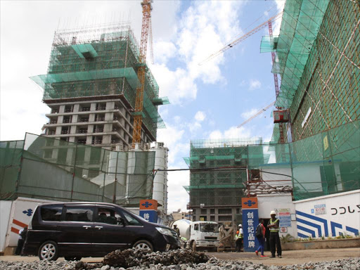 A section of the Avic International headquarters under construction along Chiromo Lane in Nairobi on November 27 last year /ENOS TECHE