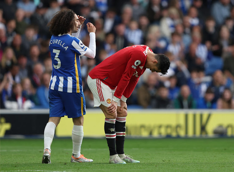 Manchester United's Cristiano Ronaldo reacts