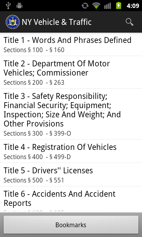 Android application 2016 NY Vehicle &amp; Traffic Law screenshort