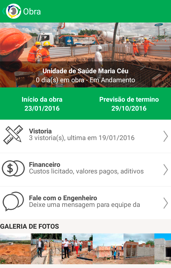 Android application Estamos de Olho screenshort