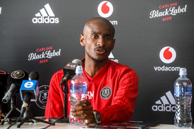 Orlando Pirates caretaker Rulani Mokwena speaks to the media.