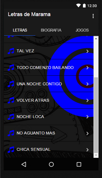Android application Marama Musica Letras screenshort