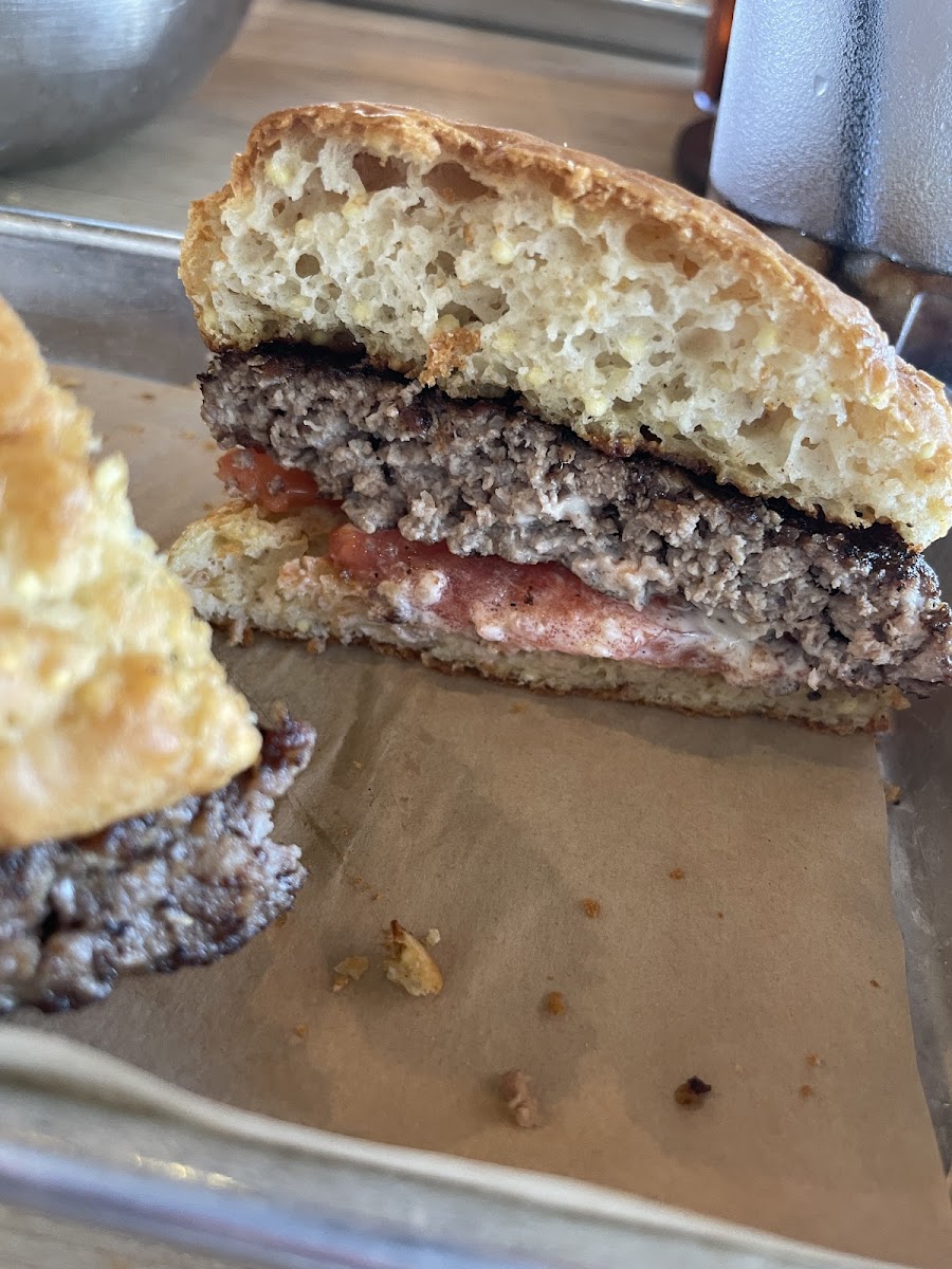 The inside of my burger! Great bun!