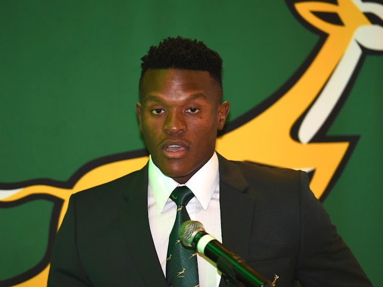 SA Junior Springboks captain Phendulani Buthelezi speaks to the media during the Under-20 Springbok presentation ceremony in Stellenbosch on May 27 2019.