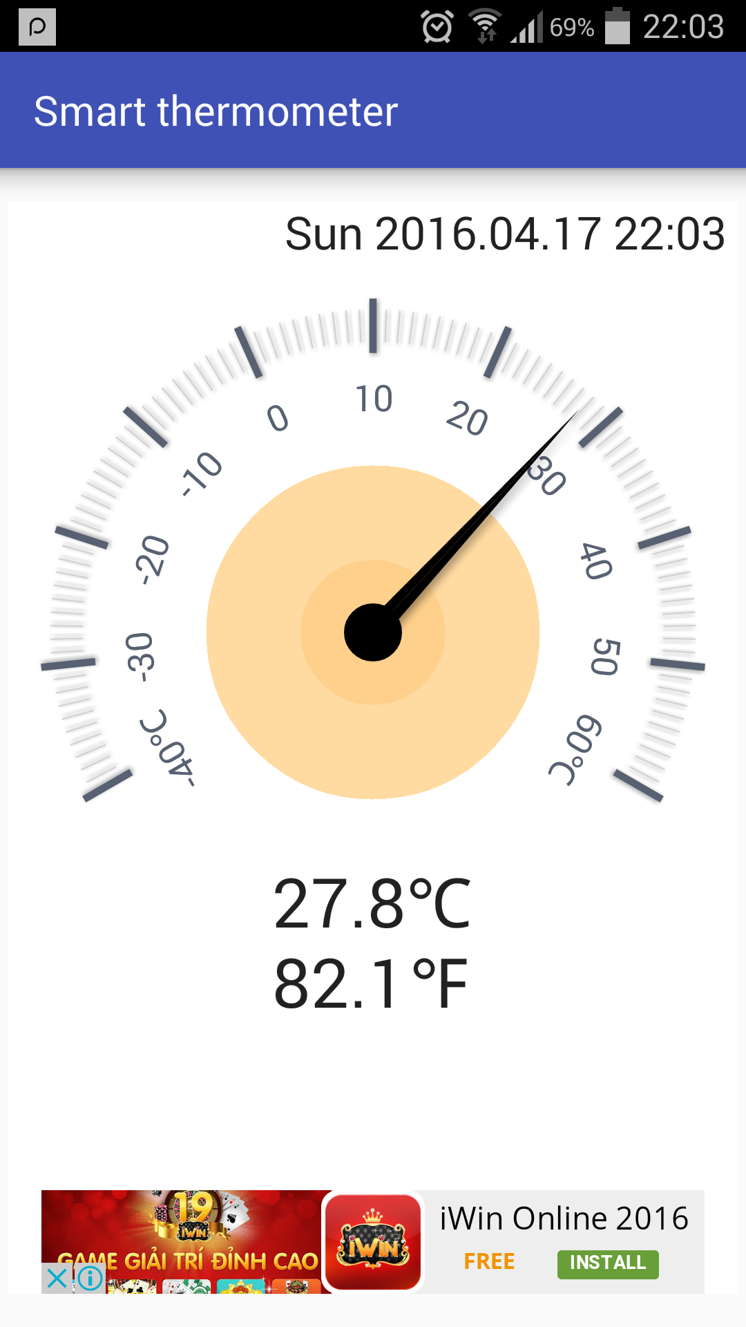 Android application Smart thermometer screenshort