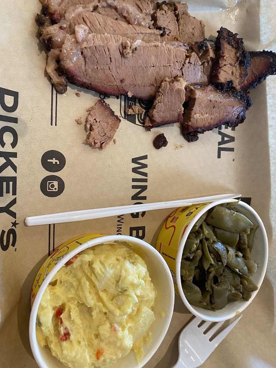 Brisket, green beans and potato salad