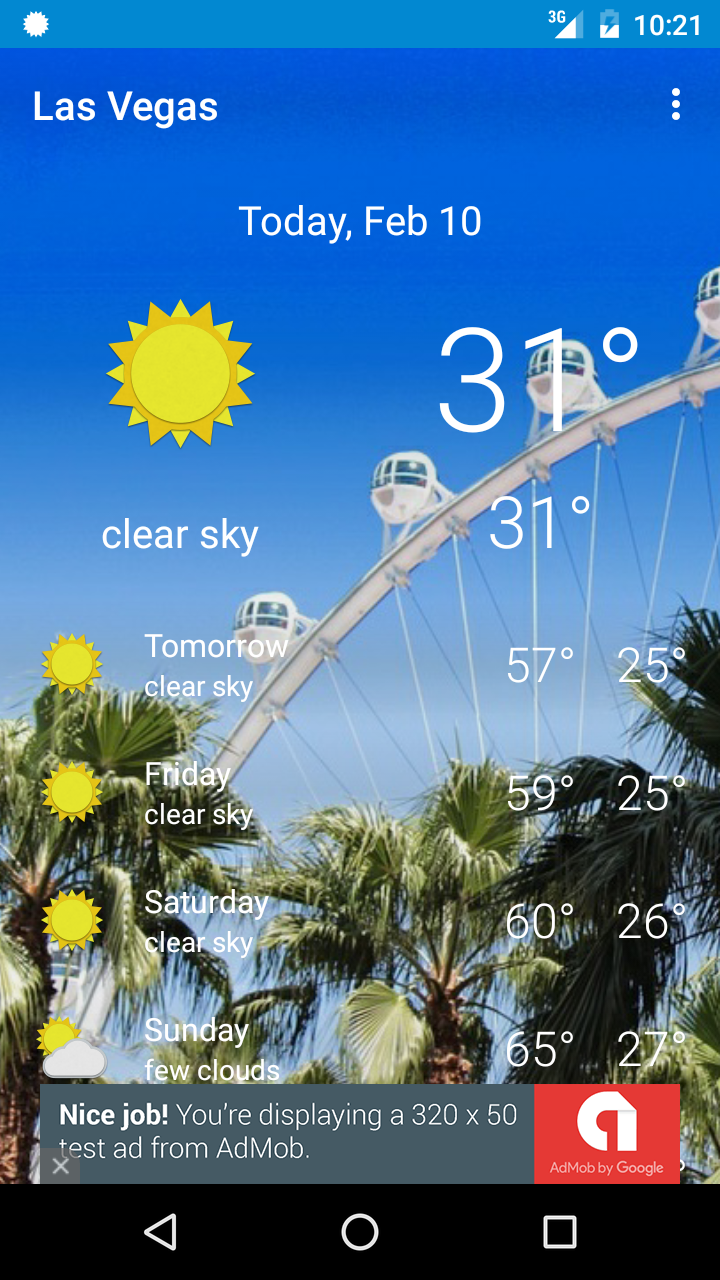 Android application Las Vegas - weather screenshort