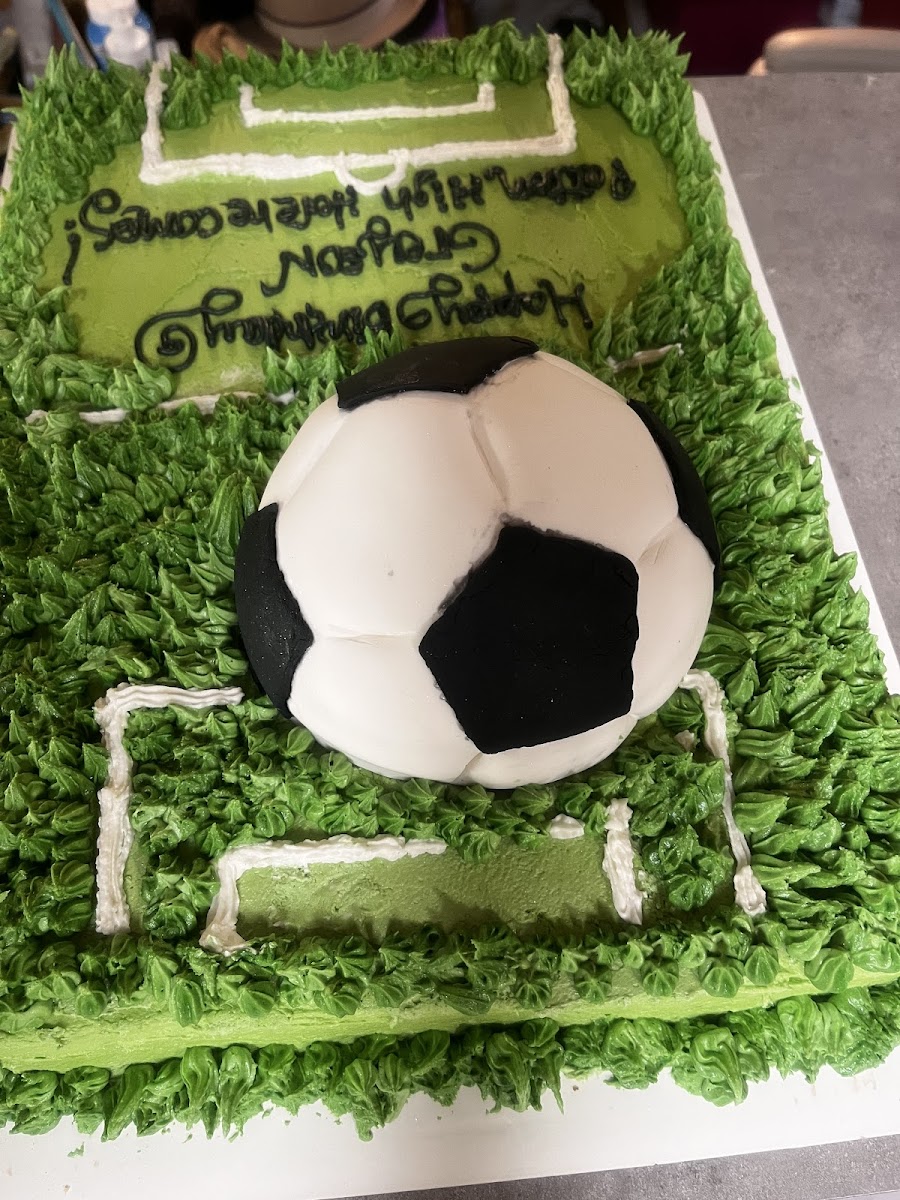 Soccer field sheet cake