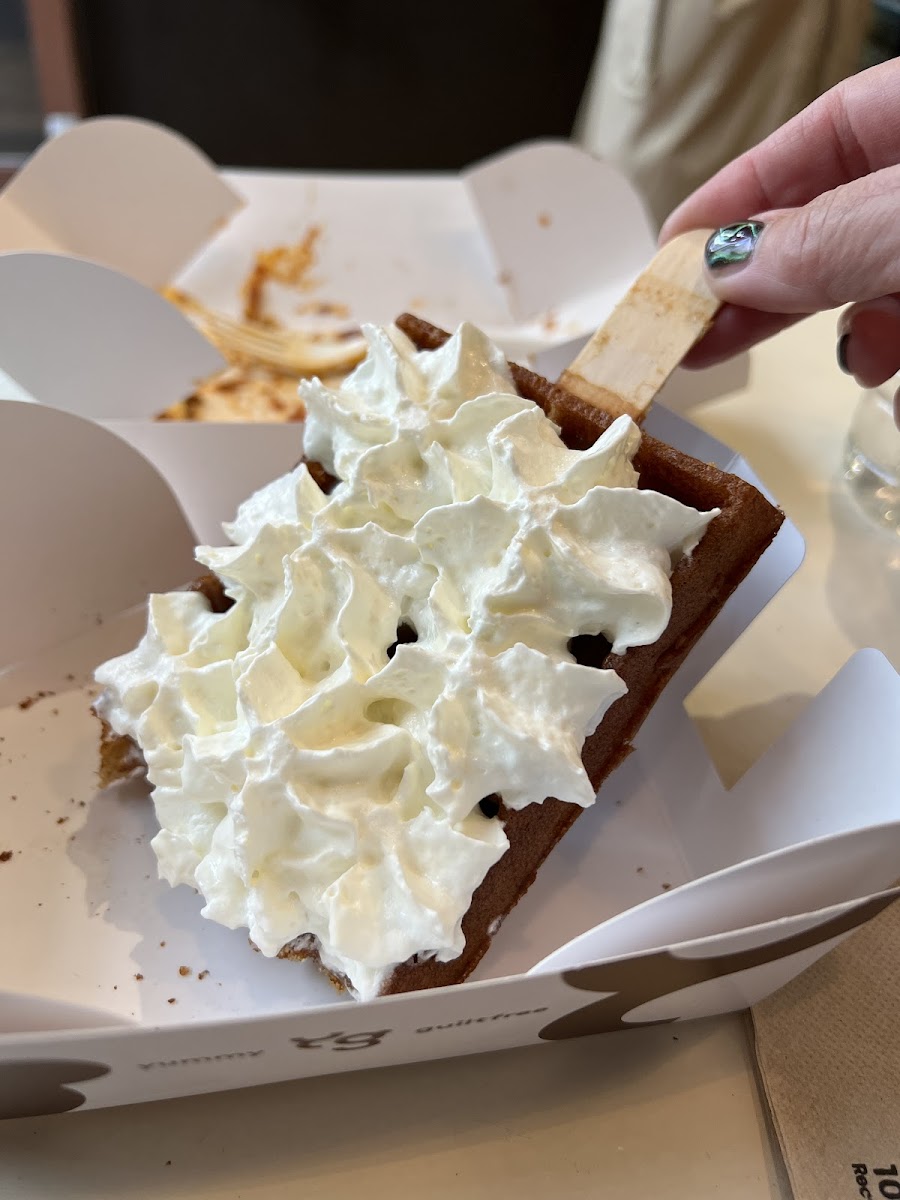 sweet waffle with whipped cream