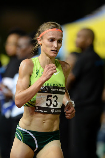 Irvette van Zyl wins the 3000m final for women during the 2016 Athletics South Africa Night Series 1 at the Pilditch Stadium, Pretoria on 8 March 2016 ?BackpagePix