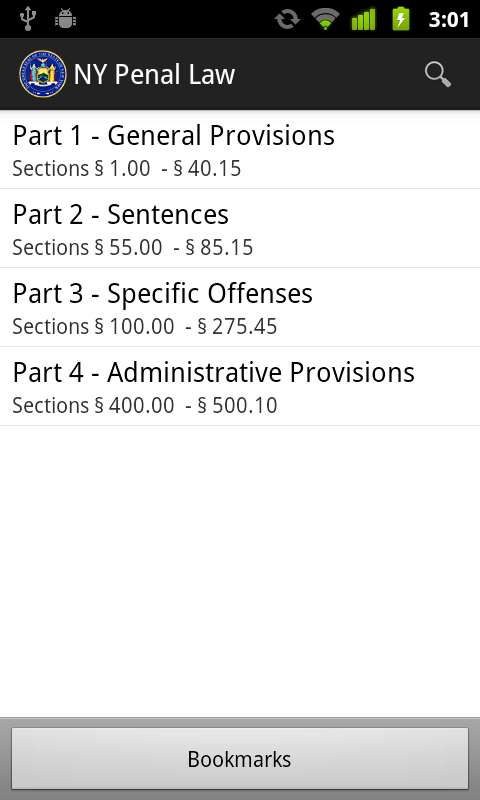 Android application 2016 NY Penal Law screenshort
