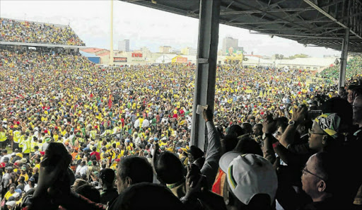 Picture: SUPPLIED GATHERING: A picture shared on social media shows the Buffalo City stadium packed to capacity for the ANC birthday celebrations Picture: SUPPLIED