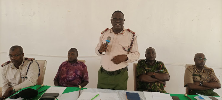 Northeastern Regional Commissioner John Otieno during the review meeting in Garissa