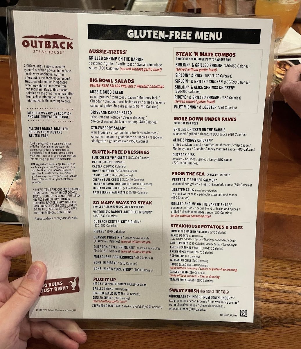 Outback Steakhouse gluten-free menu