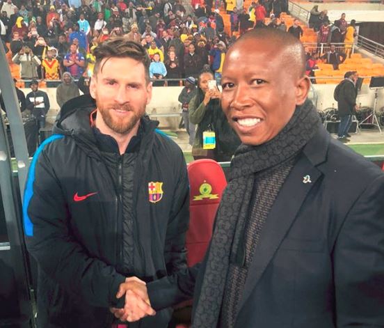 EFF CIC Julius Malema got a pic with Barcelona player Leo Messi.