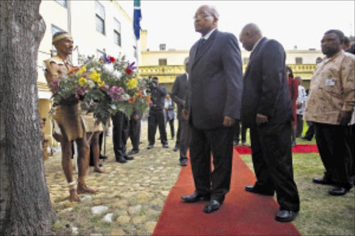 HERITAGE: President Jacob Zuma and King Adam Kok V at a ceremony in Cape Town yesterday.