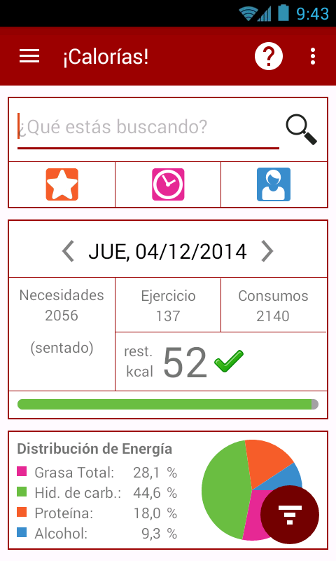 Android application Calorie counter Calories! screenshort