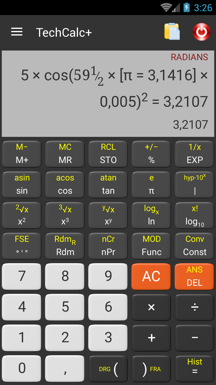Android application TechCalc+ Scientific Calculator screenshort