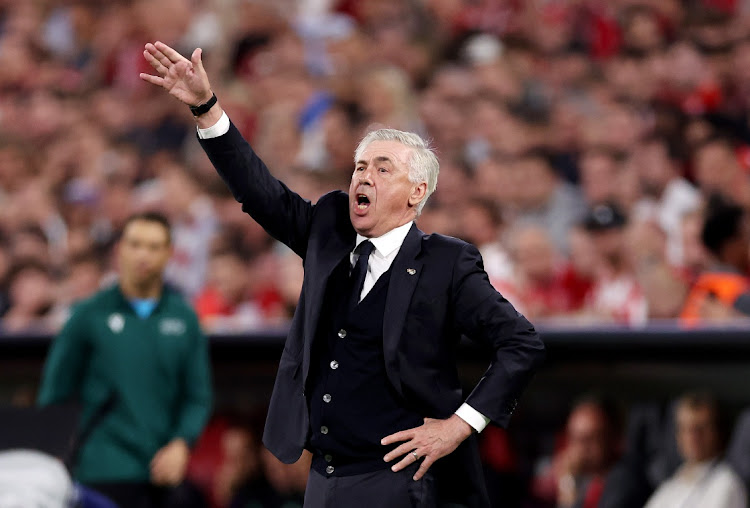 Real Madrid head coach Carlo Ancelotti in Munich, Germany, April 30 2024. Picture: ALEX PANTLING/GETTY IMAGES