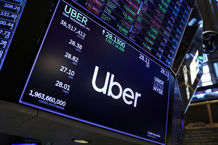 The Uber logo is seen on the trading floor at the New York Stock Exchange in New York, the US. Picture: REUTERS/ANDREW KELLY