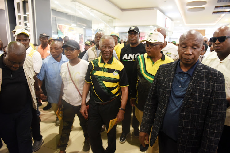 Former president Thabo Mbeki leads the ANC campaign trail at Jabulani Mall in Soweto, Johannesburg, April 25 2024, ahead of the national and provincial elections in May .Picture: Freddy Mavunda/Business Day
