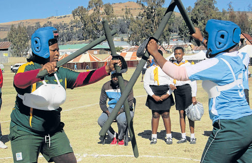 HEAT OF BATTLE: Competitors engaged in an Iintonga game at the SA Indigenous Games that kick off in Limpopo tomorrow Picture: Supplied