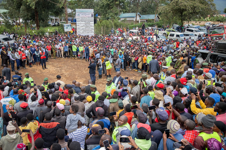 President William Ruto addresses Mai Mahiu landslide victims on April 30, 2024.