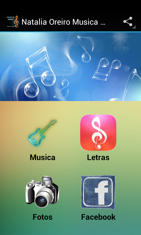 Android application Natalia Oreiro Musica &amp; Letras screenshort