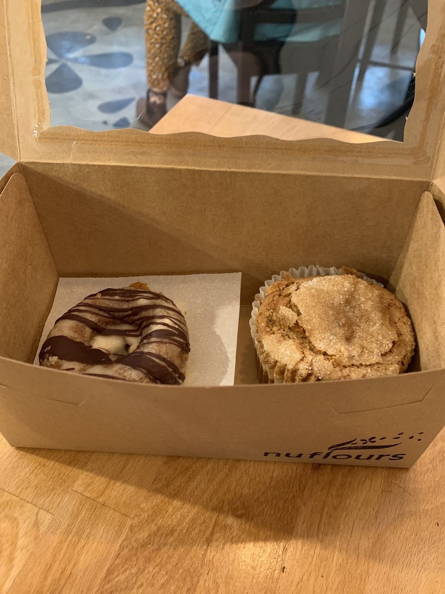 Zucchini cardamom muffin and chocolate donut!