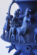 Animal Vase Blue Vase with figures James Mortimer Ceramic