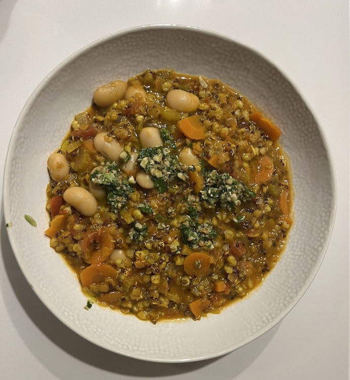 The gluten-free sorghum and quinoa soup