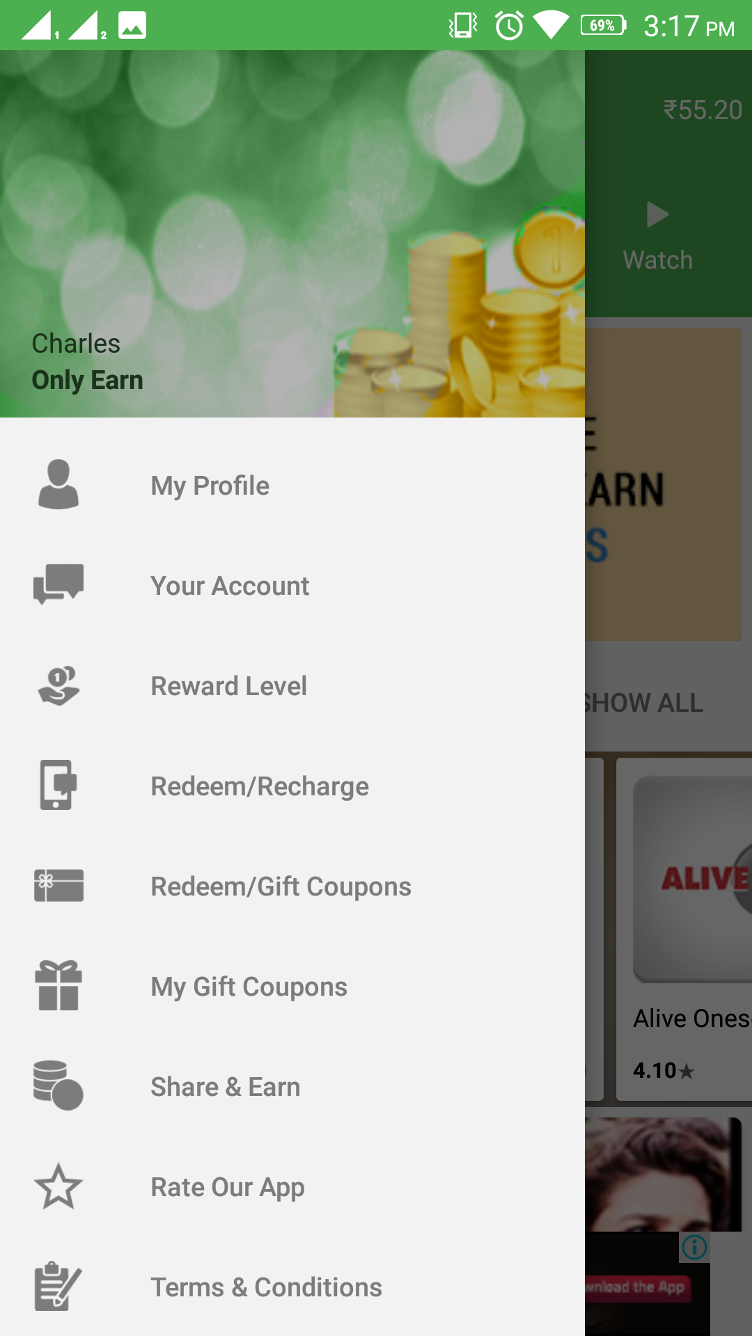 Android application Only Earn - Get Free Recharge screenshort