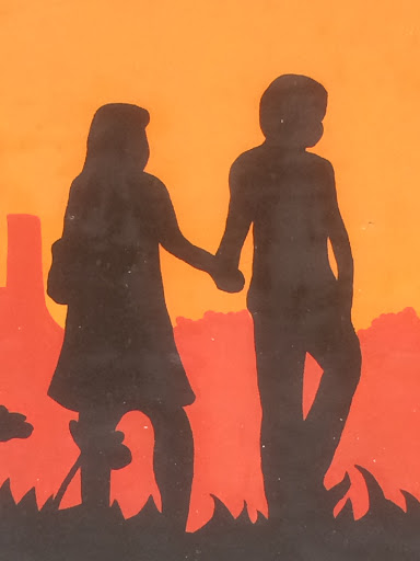 sunset couple mural
