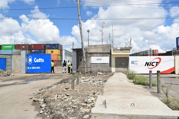 The Gates of Mitchell Cotts Freight and NICT side by side in Embakasi, Nairobi.