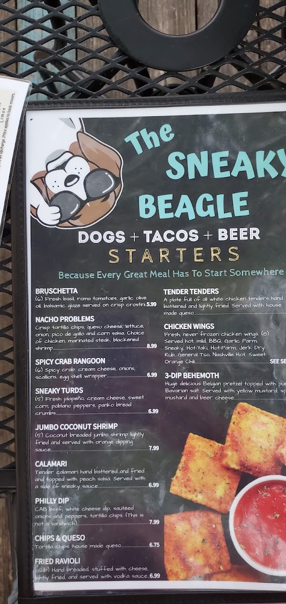 The Sneaky Beagle gluten-free menu
