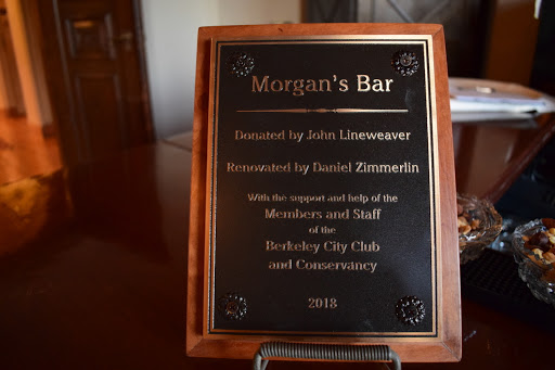 Morgan's Bar Donated by John Lineweaver  Renovated by Daniel Zimmerlin  With the support and help of the Members and Staff of the Berkeley City Club and Conservancy 2018 Photo credit: Madison August