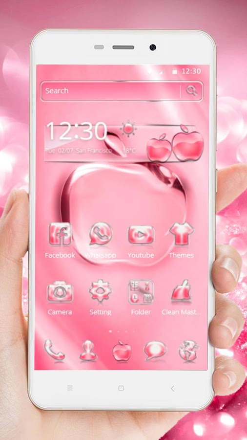 Розовый блестящий кристалл Apple Theme — приложение на Android