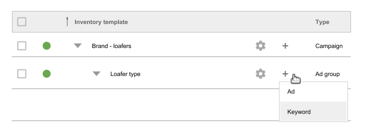 Create keyword template