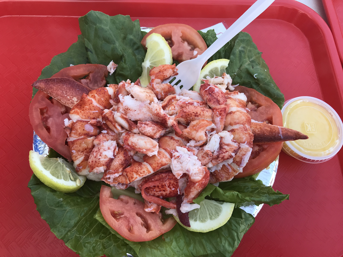 My celiac friendly lobster “roll” on a bed of lettuce instead of bread. Delicious!