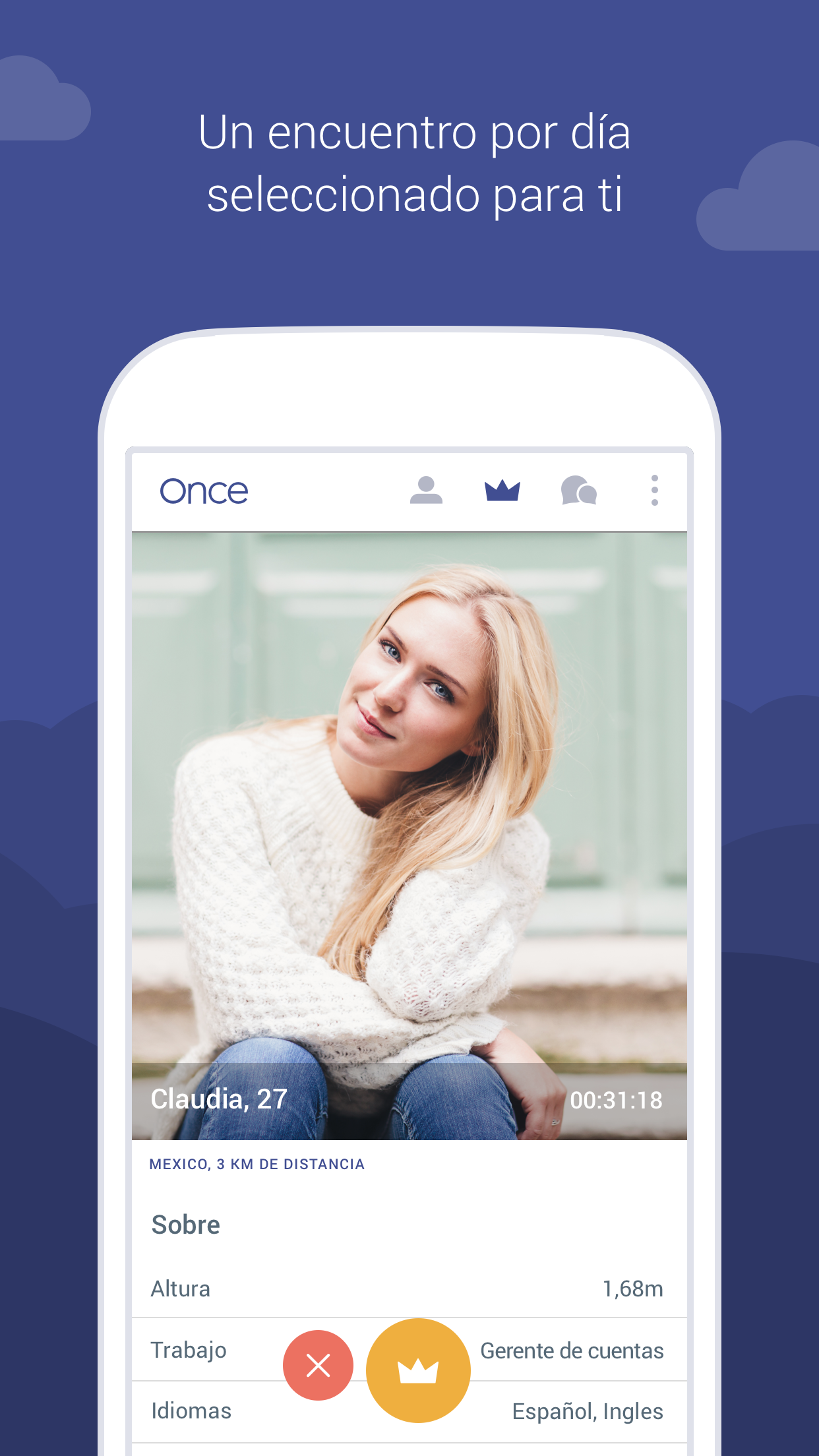 Android application Once - Quality dating for singles screenshort
