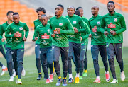 Bafana Bafana players during the South African national mens soccer team training session at FNB Stadium on June 05, 2017 in Johannesburg, South Africa.
