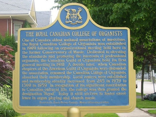 One of Canada's oldest national associations of musicians, the Royal Canadian College of Organists was established in 1909 following an organizational meeting held here in the former Conservatory...