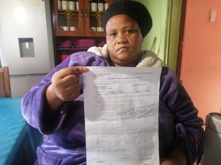 Nolubabalo Koni says her electricity supply has been blocked because of an unpaid water bill of more than R63,000 which she disputes.
