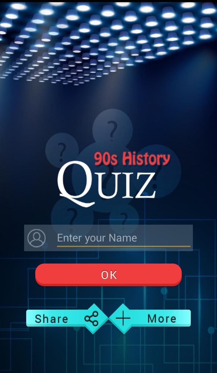 Android application 90s History Quiz screenshort