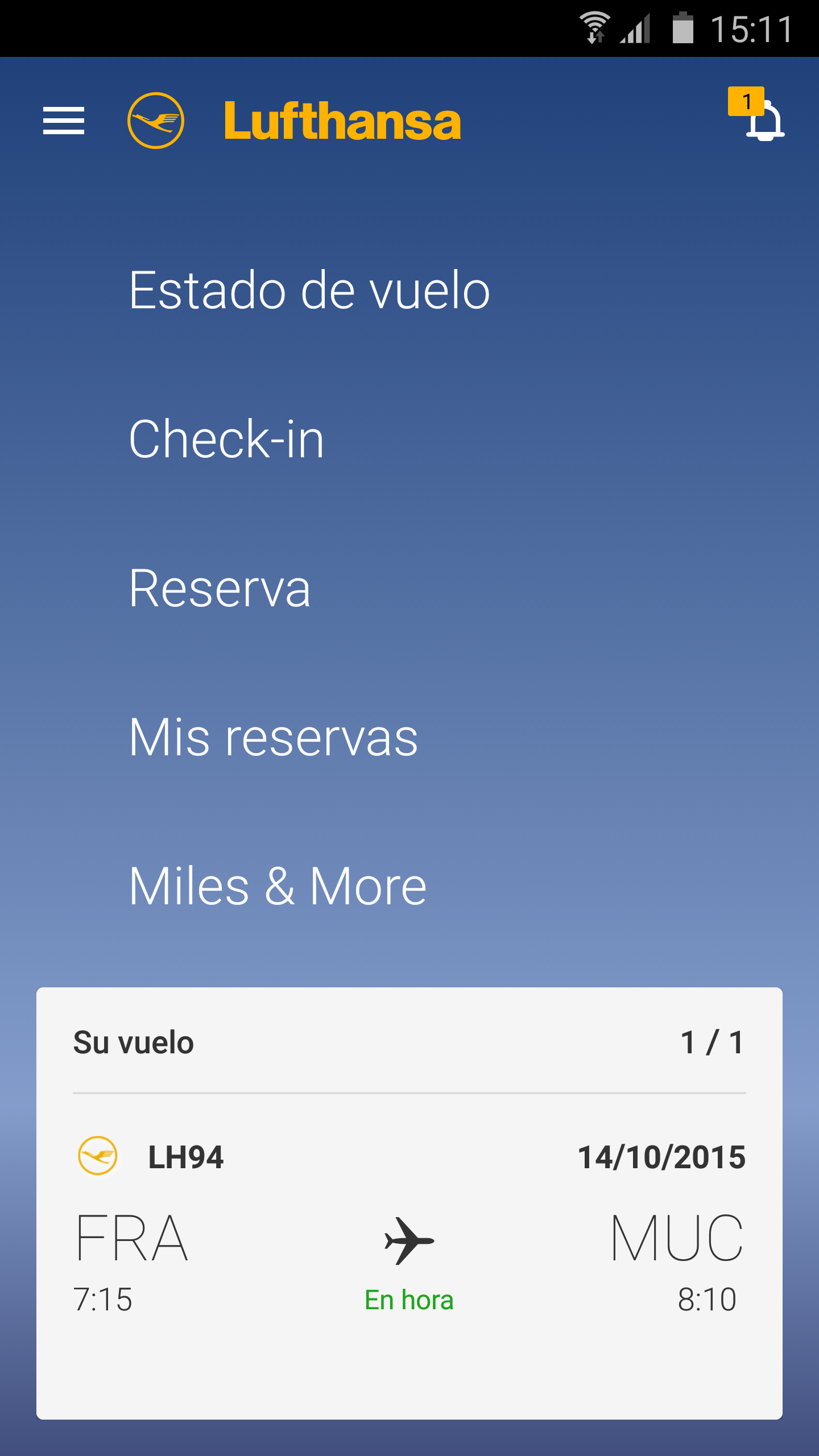 Android application Lufthansa screenshort